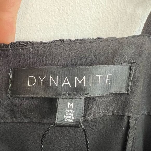 Dynamite Women’s Medium Black Lace Embellished Midi Cold Shoulder Dress - Picture 8 of 11